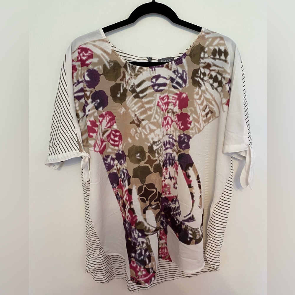 SAMOON pattern t shirt with tie up sleeves